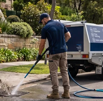 Plumber tracing a drain smell in Canada Bay
